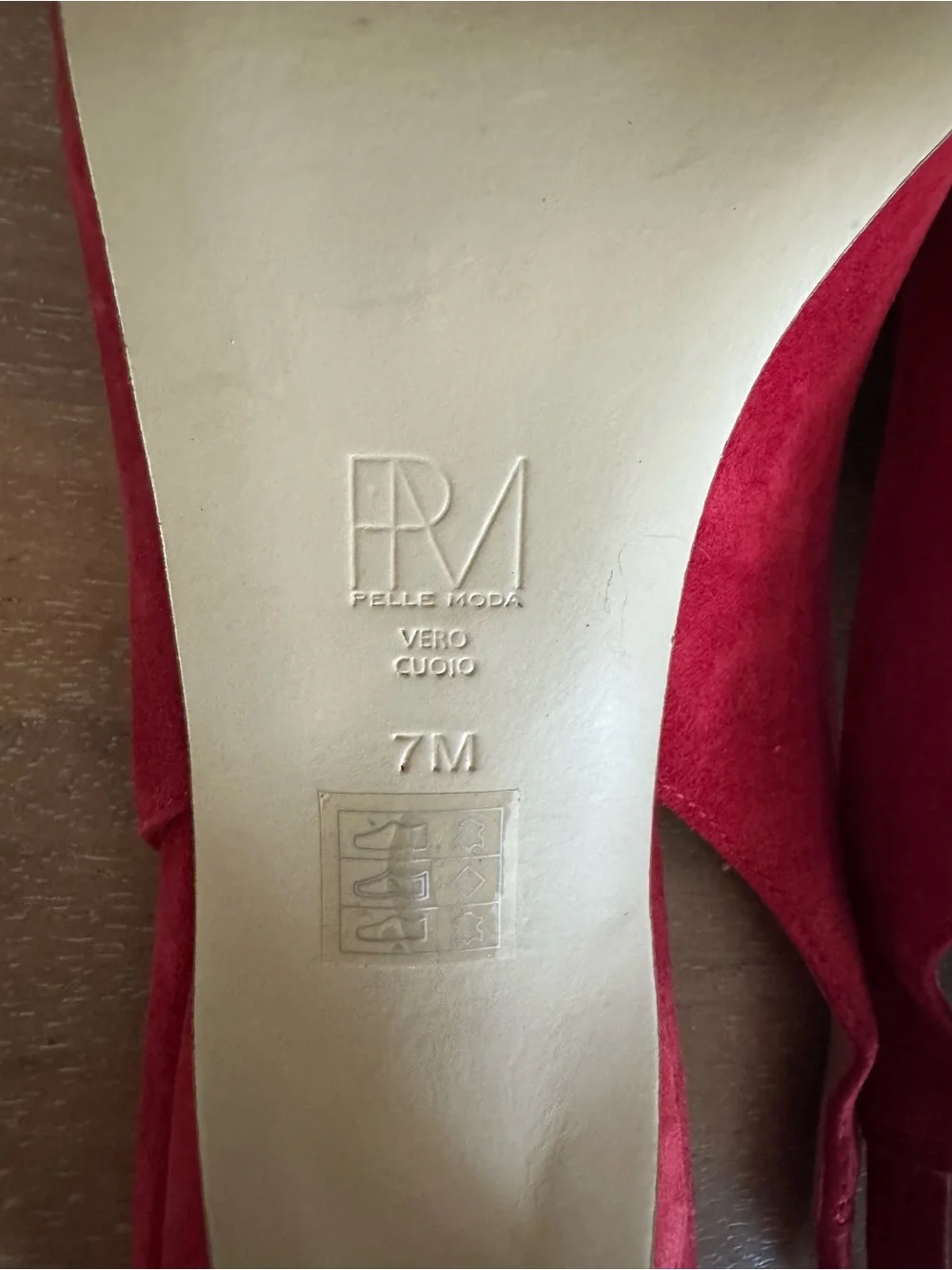Pelle Moda Red Suede Slingback Peep-Toe Heels
